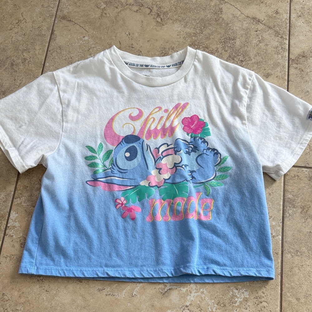 Disney Stitch Chill Mode Stitch Tee - Blue and White